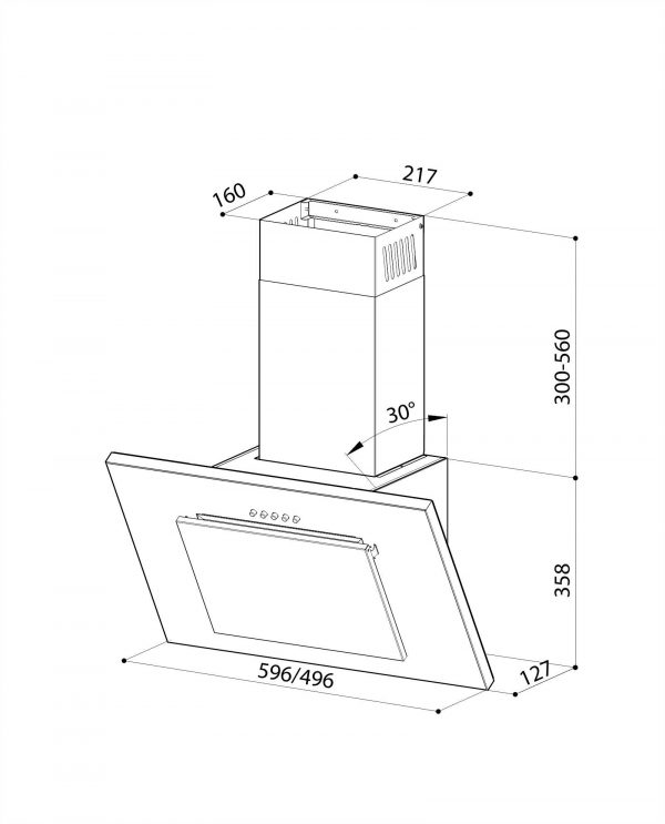 Наклонная кухонная вытяжка Lex MINI 600 cлоновая кость