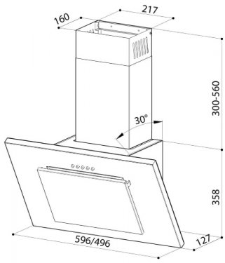 Наклонная кухонная вытяжка Lex MINI 600 черный