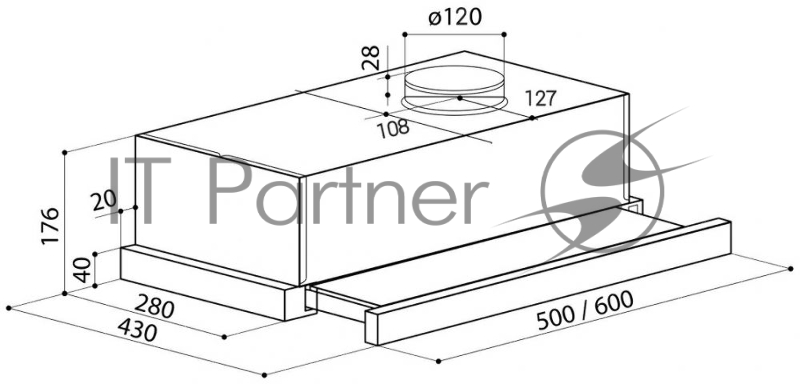 Вытяжка встраиваемая Lex Hubble G 2M 600 белый управление: кнопочное (1 мотор)