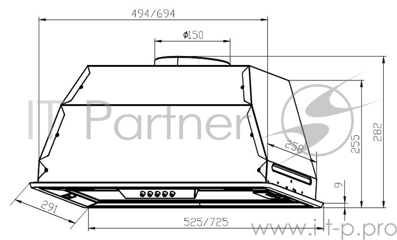 Вытяжка встраиваемая Lex GS Bloc P 900 нержавеющая сталь управление: кнопочное (1 мотор)