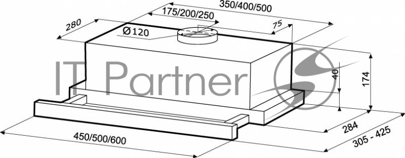 Вытяжка встраиваемая Krona Kamilla 600 коричневый управление: кнопочное (1 мотор)