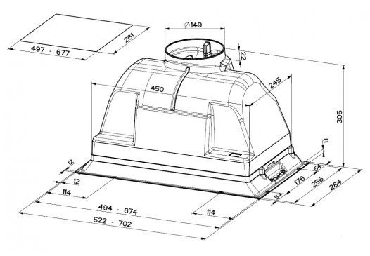 Вытяжка встраиваемая Faber Inca Plus HCS X A70 нержавеющая сталь управление: ползунковое (1 мотор)