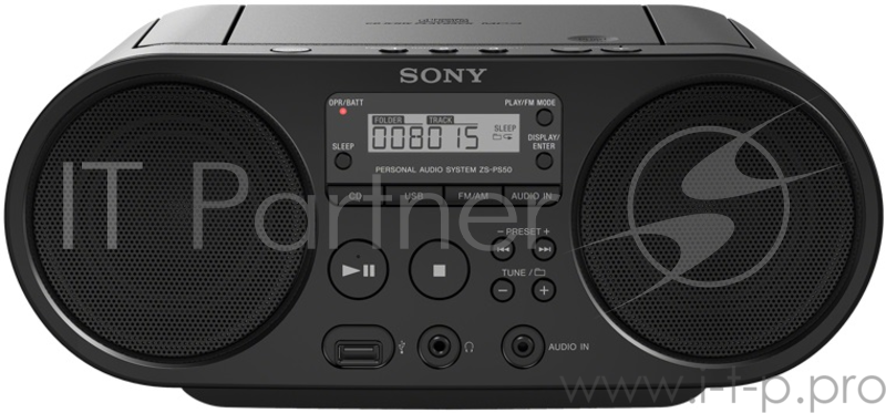 Аудиомагнитола Sony ZS-PS50 черный 4Вт/CD/CDRW/MP3/FM(dig)/USB