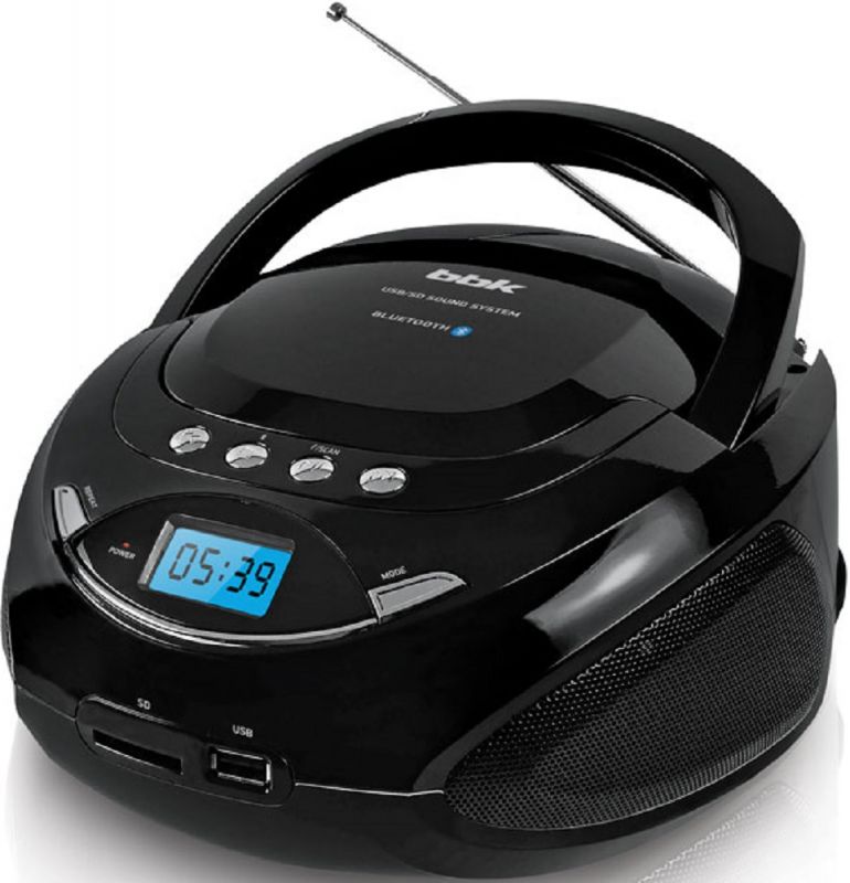 Аудиомагнитола BBK BS09BT черный 3Вт/MP3/FM(dig)/USB/BT