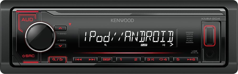 Автомагнитола Kenwood KMM-204 1DIN 4x50Вт
