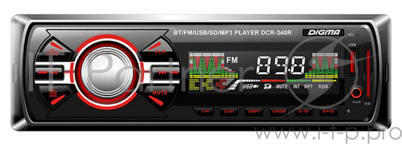 Автомагнитола Digma DCR-340R 1DIN 4x45Вт