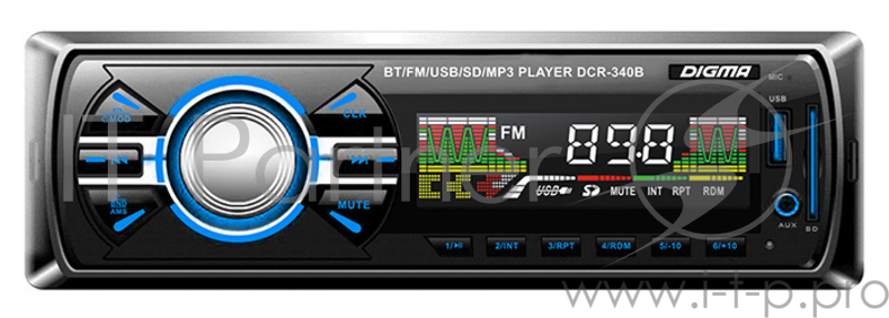 Автомагнитола Digma DCR-340B 1DIN 4x45Вт