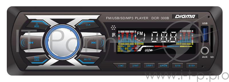 Автомагнитола Digma DCR-300B 1DIN 4x45Вт