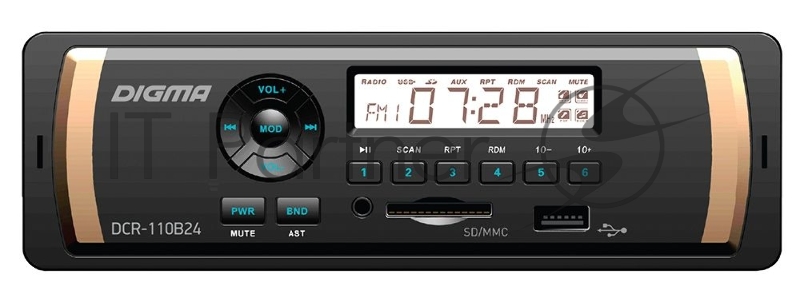 Автомагнитола Digma DCR-110B24 1DIN 4x45Вт