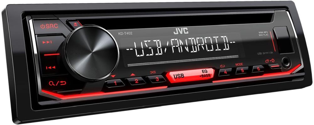 Автомагнитола CD JVC KD-T402 1DIN 4x50Вт