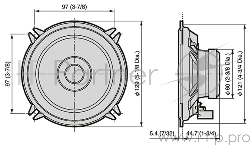 Колонки автомобильные Pioneer TS-1301I 130Вт 90дБ 4Ом 13см (5дюйм) (ком.:2кол.) широкополосные одноп