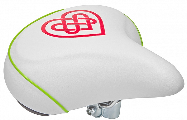 Седло вело VL-80158S Белый/Красный/Зеленый