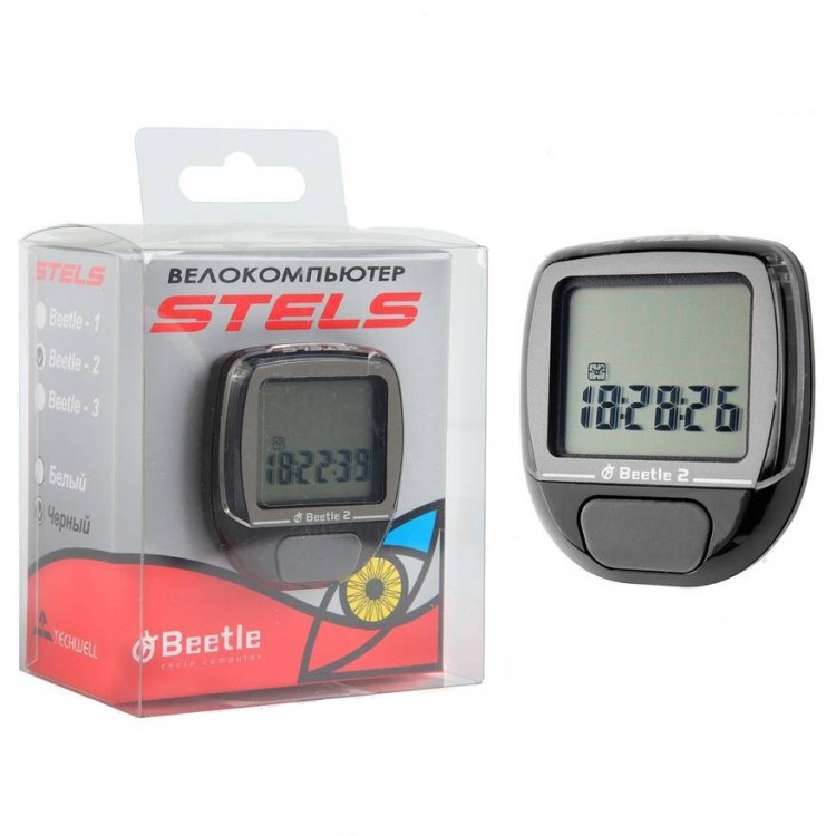 Велокомпьютер BEETLE-2 черный, 8 функций