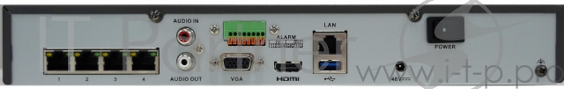 Видеорегистратор HiWatch DS-N304P 4 IP@6Мп, 1xRCA, Видеовыход: 1 VGA и 1 HDMI до 1080Р, Аудиовыход,