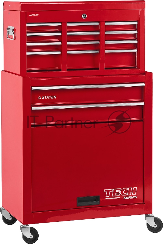 Ящики Тележка инструментальная STAYER. Комбо, 2 ящика + ящик настольный, 7 полок, 616х330х742мм 38909-K