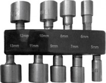 Отвертки-насадки (биты) FIT IT Набор усиленных головок CrV 9 шт. (5-13 мм) 57915