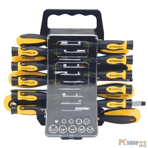 Отвертки FIT IT Отвертки и биты CrV, набор 44 шт., пластиковый футляр 56407