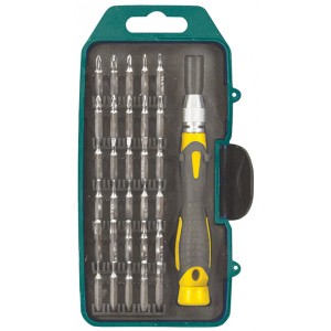Отвертки FIT IT Отвертка с битами для точных работ, 30 CrV бит, в пластиковом футляре 56189