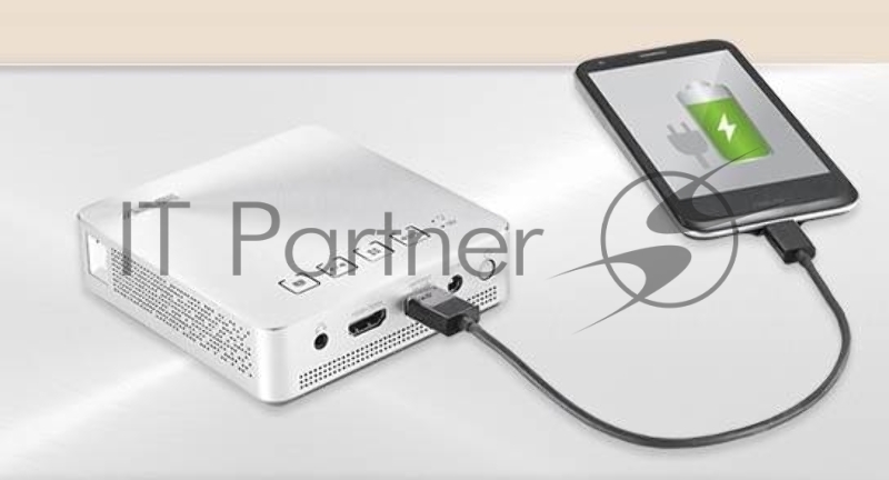 Проектор ASUS S1 (DLP, LED, WVGA 854x480, 200Lm, 1000:1, HDMI, MHL, 1x2W speaker, led 30000hrs, batt