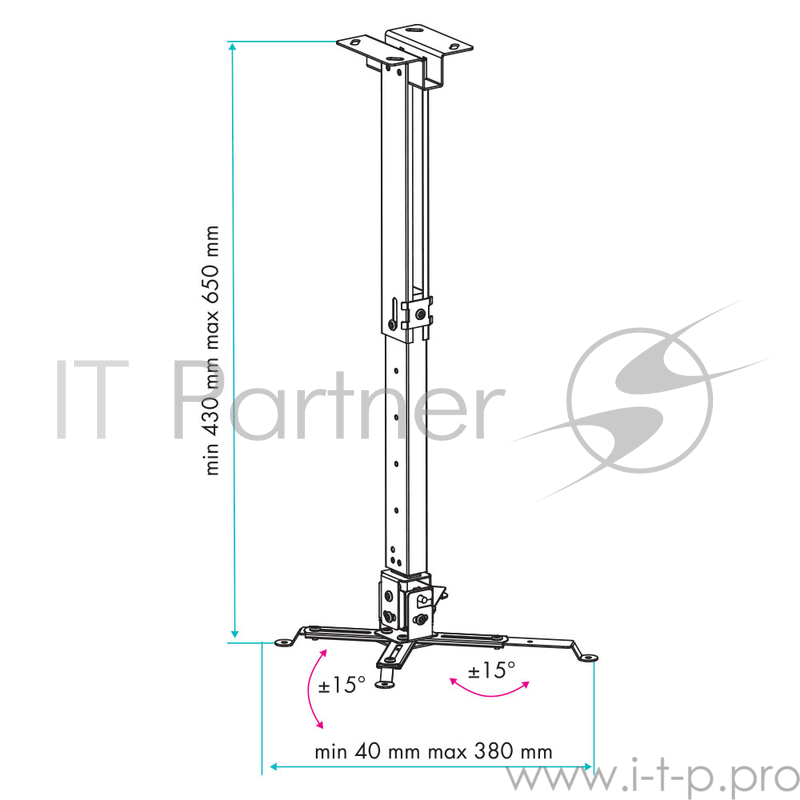 Кронштейн для проекторов VLK TRENTO-82w Белый, настенный/потолочный, max 15 кг, 3 ст своб/, наклон ±