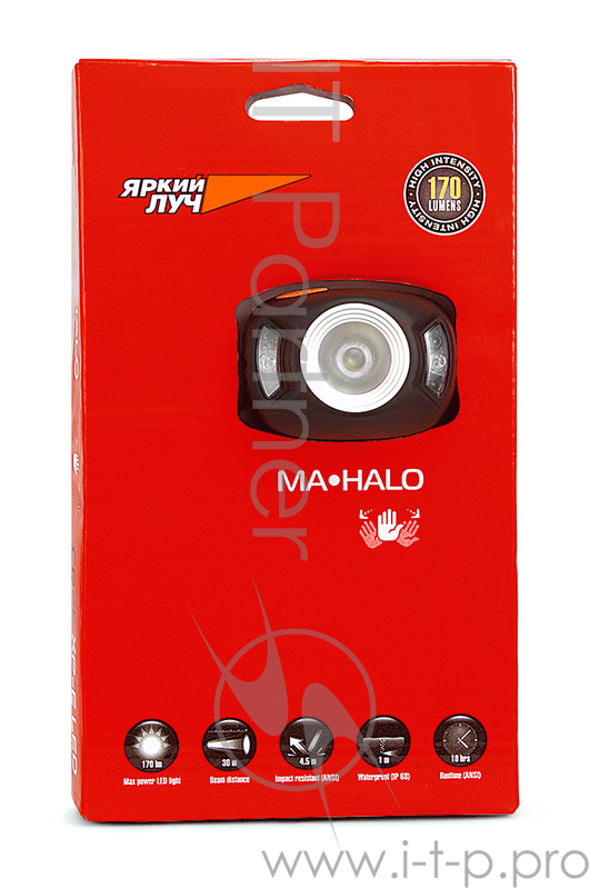 Фонарь налобный Яркий Луч H-3 MA-HALO черный лам.:светодиод. 170lx AAAx3 (4606400104971)
