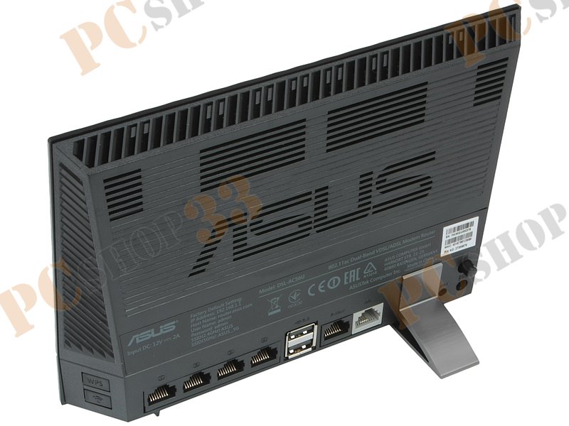 Модем DSL ASUS DSL-AC56U Annex A/B/I/J/L/M VDSL2/ADSL2/2+ + маршрутизатор 4 порта 1Гбит/сек. + точка доступа WiFi 867Мбит/сек. (LAN, WiFi)