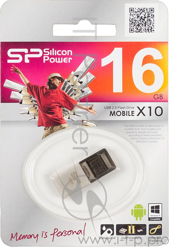 Флеш накопитель 16Gb Silicon Power Mobile X10 OTG, USB 2.0/MicroUSB, Золотистый