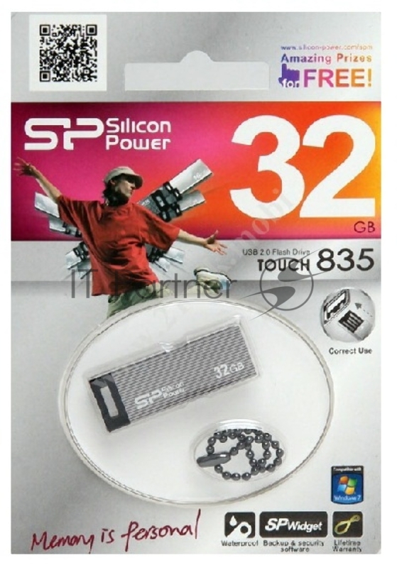 Флеш Диск Silicon Power 32Gb Touch 835 SP032GBUF2835V1T USB2.0 серый