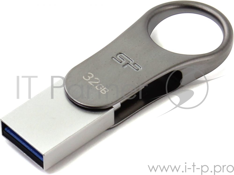 Флеш Диск Silicon Power 32Gb Mobile C80 SP032GBUC3C80V1S USB3.1 серебристый/черный