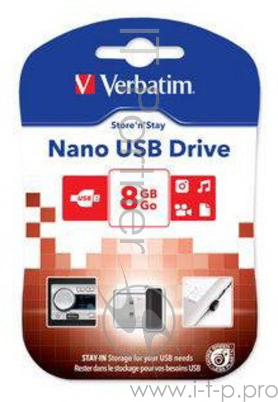 Флеш Диск 8GB VERBATIM Store n Stay черный, 97463, USB 2.0