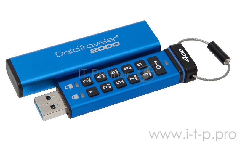 Флеш Диск Kingston 4Gb DataTraveler 2000 Keypad USB 3.0 DT2000/4GB, 256bit AES Hardware Encrypted