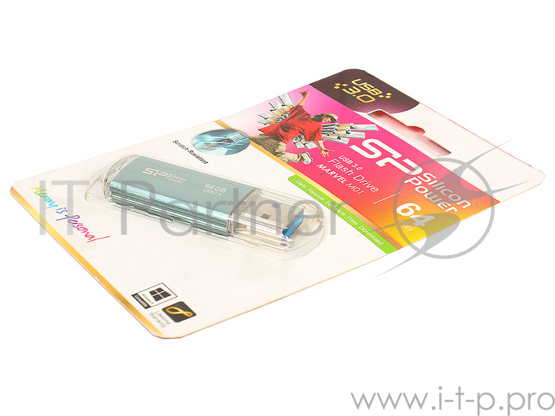 Флеш Диск 64GB SILICON POWER Marvel M01 синий, SP064GBUF3M01V1B, USB 3.0