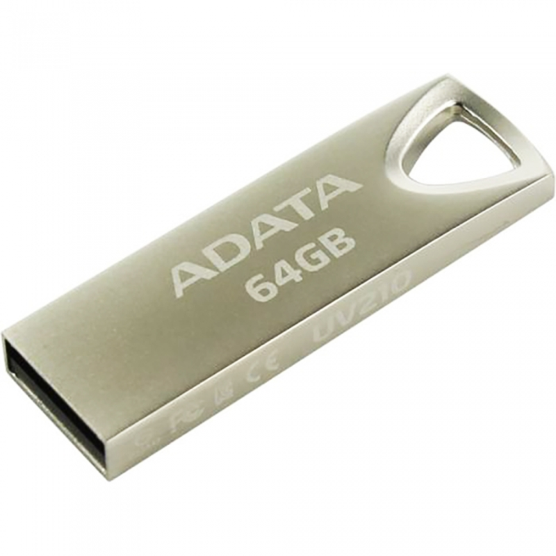 Флеш Диск 64GB A-DATA UV210, USB 2.0, Металлич., Серебро