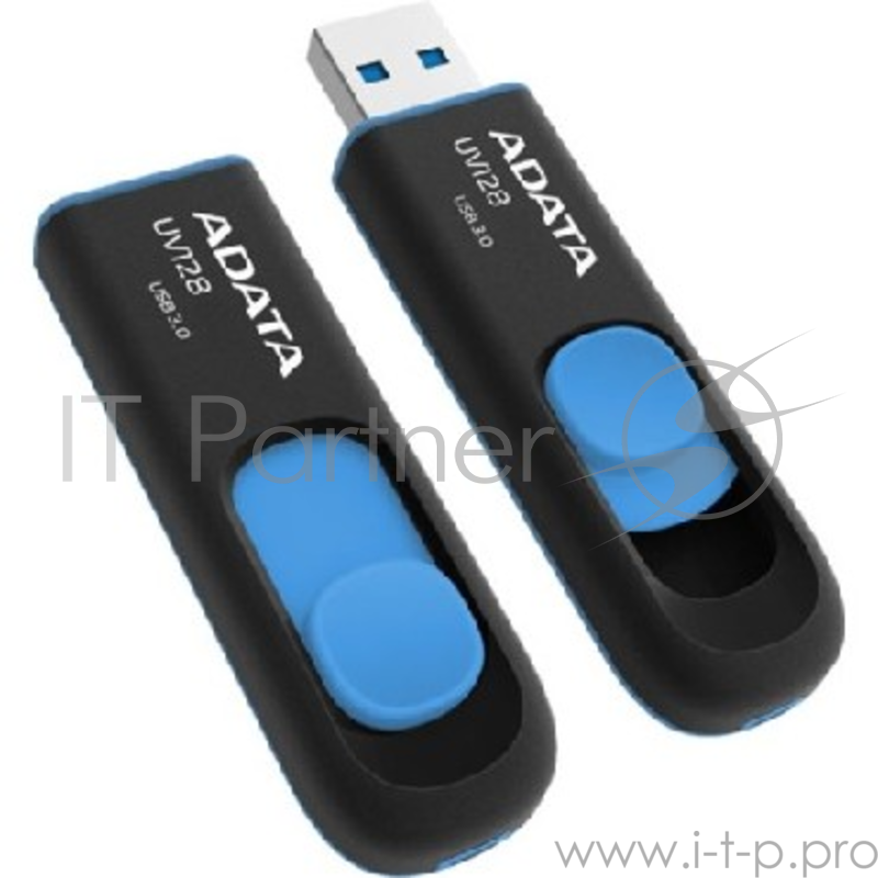 Флеш Диск 64GB A-DATA UV128, USB 3.0, черный/синий
