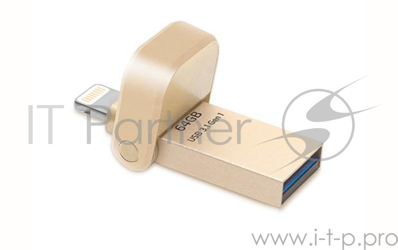 Флеш Диск 64GB A-DATA i-Memory AI920, USB 3.1/Lightning, Gold