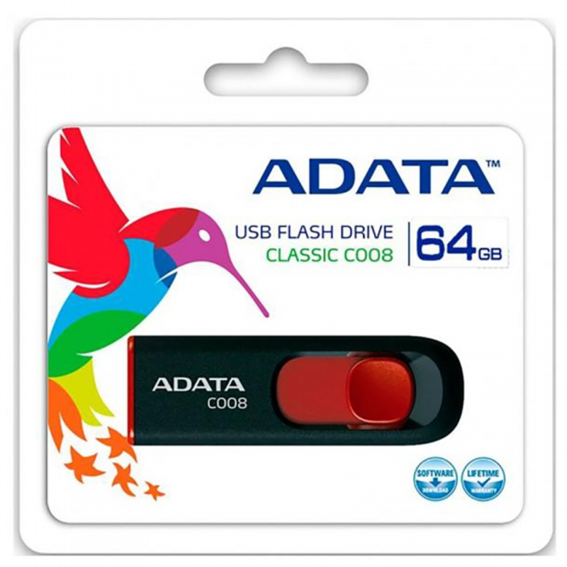 Флеш Диск 64GB A-DATA Classic C008, USB 2.0, Черный