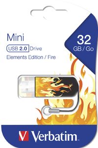 Флеш Диск 32GB VERBATIM Mini Elements Edition черный/рисунок, 49409, USB 2.0