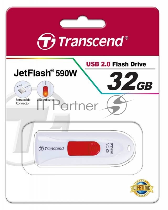 Флеш Диск 32GB Transcend Jetflash 590 TS32GJF590W USB2.0 белый