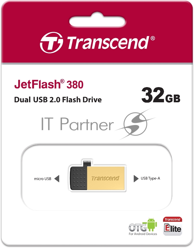 Флеш Диск 32GB Transcend Jetflash 380 TS32GJF380G USB2.0 золотистый