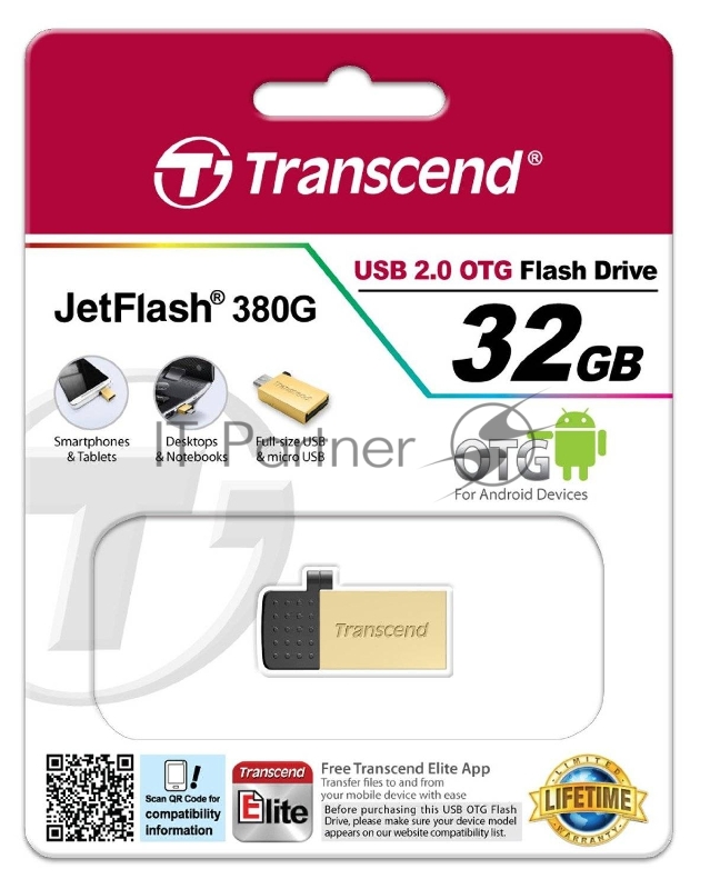 Флеш Диск 32GB Transcend Jetflash 380 TS32GJF380G USB2.0 золотистый