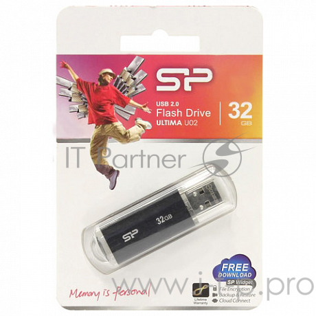 Флеш Диск 32GB SILICON POWER Ultima-II Black, SP032GBUF2U02V1K, USB 2.0