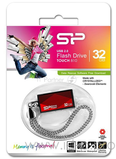 Флеш Диск 32GB SILICON POWER Touch 810 красный, SP032GBUF2810V1R, USB 2.0