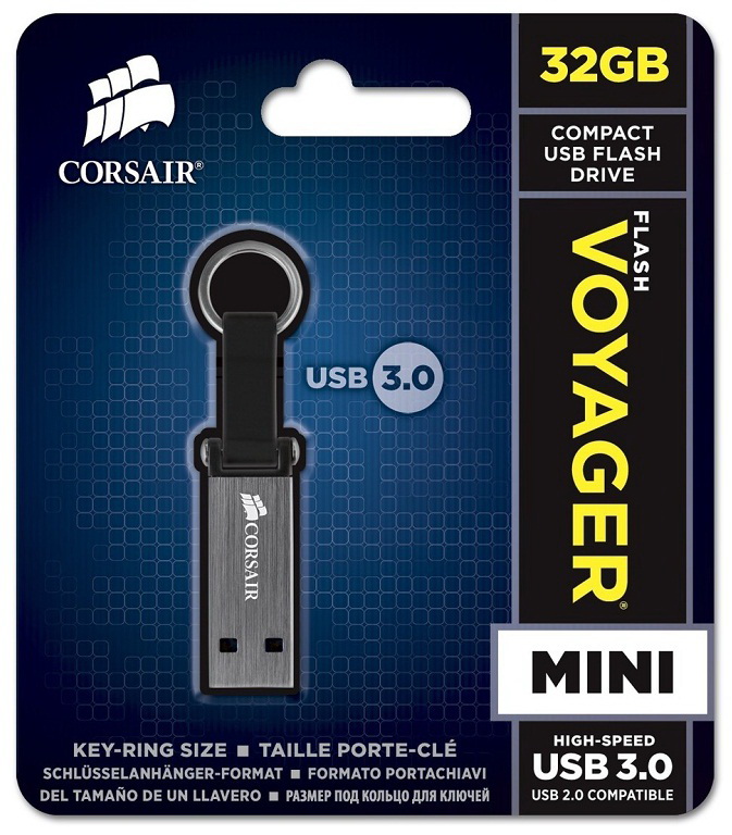 Флеш Диск 32GB Corsair Voyager Mini CMFMINI3-32GB USB3.0 черный/серый