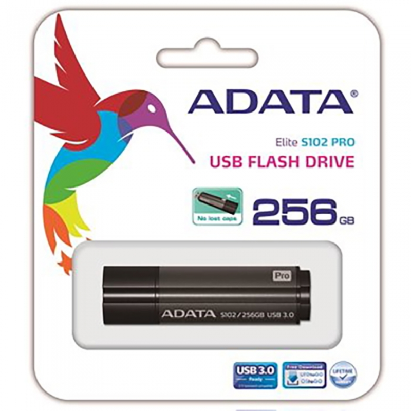 Флеш Диск 256GB A-DATA S102 PRO, USB 3.0, Серый алюминий (Read 600X)