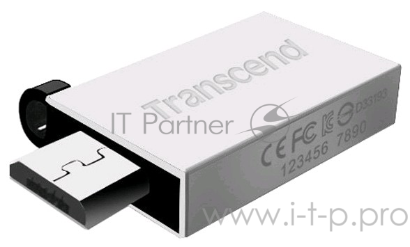 Флеш Диск 16GB Transcend JetFlash 380, USB 2.0,OTG,металл серебро