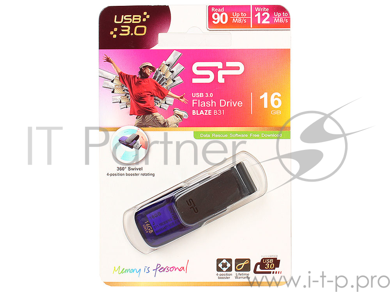 Флеш Диск 16GB SILICON POWER Blaze B31 Purple, SP016GBUF3B31V1U, USB 3.0