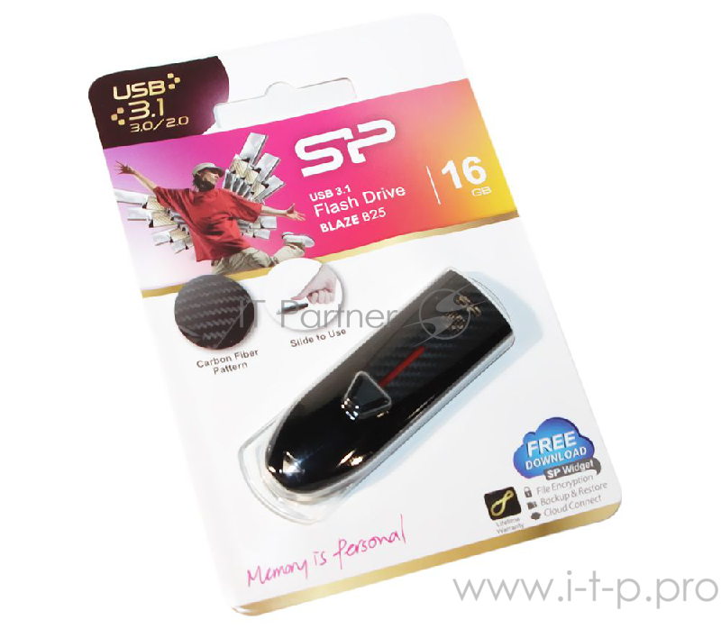 Флеш Диск 16GB SILICON POWER Blaze B25 черный, SP016GBUF3B25V1K, USB 3.0
