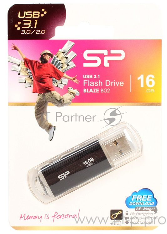 Флеш Диск 16GB SILICON POWER Blaze B02 черный, SP016GBUF3B02V1K, USB 3.0