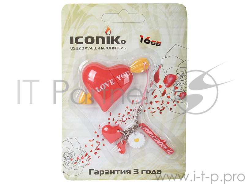 Флеш Диск 16GB ICONIK Сердце, RB-HEART-16GB, USB 2.0