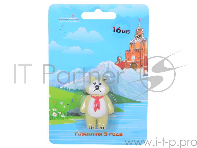 Флеш Диск 16GB ICONIK Мишка - пионер, RB-BEARP-16GB, USB 2.0